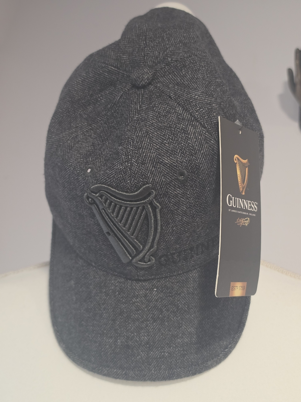 NWT Guinness Official Merch Tweed Vintage Harp Charcoal Gray Baseball Cap